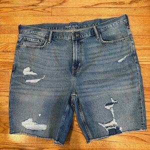 Men Light Blue Distressed Jean Shorts size 44